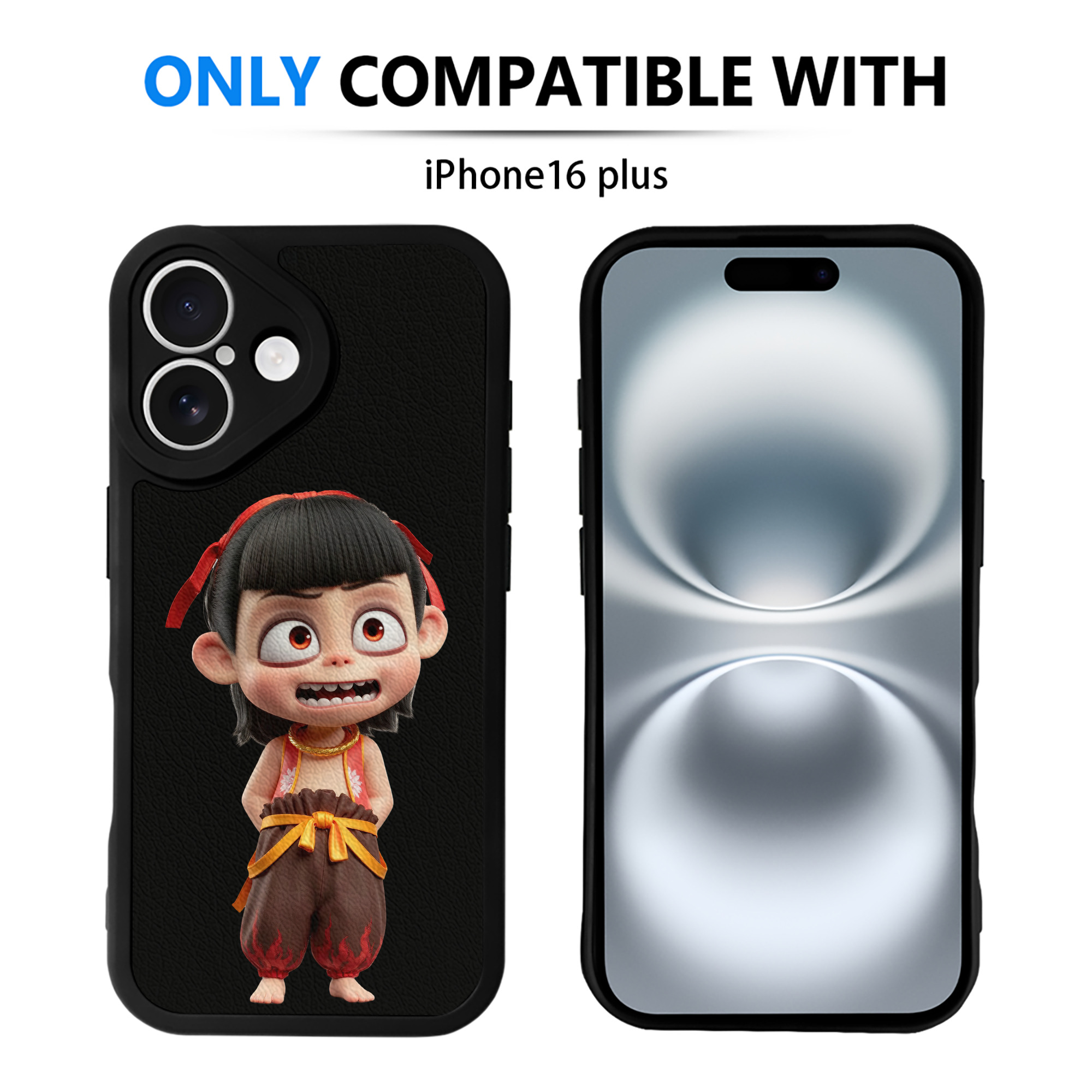 （画像用） Ne Zha 2 ナタ 魔童の大暴れ 【iPhone 16シリーズ対応】シリコンスマホケース（レザー調） 材質：シリコン